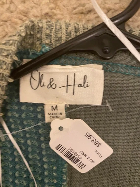 Oli & Hali Teal and Sage Knit Cardigan - Picture 2 of 4